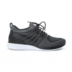 Adidași pentru bărbați din țesătură tehnică în gri și negru - FASHIONMIX.RO Adidași pentru bărbați din țesătură tehnică în gri și negru
