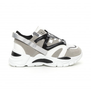 Pantofi sport de dama gri design Chunky - FASHIONMIX.RO Pantofi sport de dama gri design Chunky