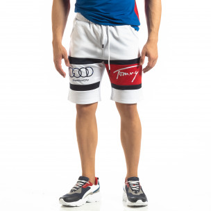 Pantaloni scurți de sport albi GOOD pentru bărbați - FASHIONMIX.RO Pantaloni scurți de sport albi GOOD pentru bărbați