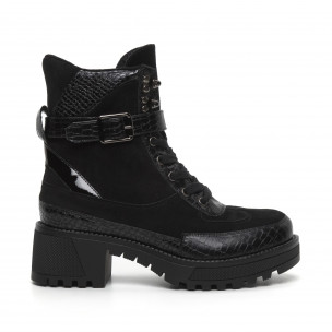 Botine de dama negre cu motiv Snake - FASHIONMIX.RO Botine de dama negre cu motiv Snake