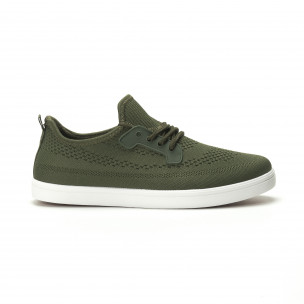 Pantofi sport ușori în verde militar pentru bărbați - FASHIONMIX.RO Pantofi sport ușori în verde militar pentru bărbați