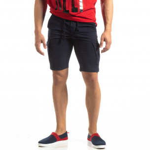 Bermude cargo de bărbați în bleumarin cu elastic în talie - FASHIONMIX.RO Bermude cargo de bărbați în bleumarin cu elastic în talie