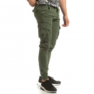 Cargo Jogger pentru bărbați verde cu fermoar la gleznă - FASHIONMIX.RO Cargo Jogger pentru bărbați verde cu fermoar la gleznă