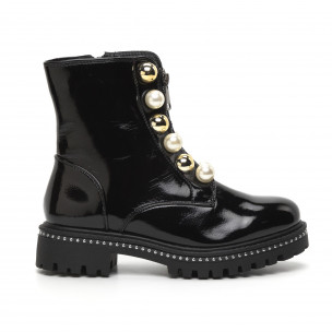 Botine de dama lăcuite cu fermoar - FASHIONMIX.RO Botine de dama lăcuite cu fermoar