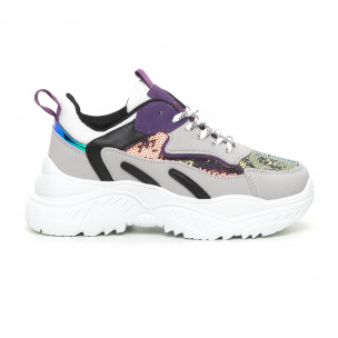 Pantofi sport de dama Chunky cu accente violet - FASHIONMIX.RO Pantofi sport de dama Chunky cu accente violet