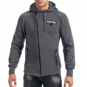 Hanorac de bărbați gri Slim fit cu glugă - FASHIONMIX.RO Hanorac de bărbați gri Slim fit cu glugă