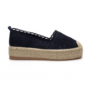 Espadrile împletite albastre de dama Rustic style - FASHIONMIX.RO Espadrile împletite albastre de dama Rustic style