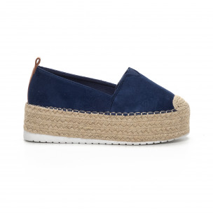 Espadrile cu platforma de dama din velur albastru - FASHIONMIX.RO Espadrile cu platforma de dama din velur albastru