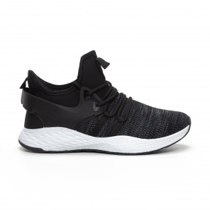 Adidași de bărbați melanj negru cu neopren - FASHIONMIX.RO Adidași de bărbați melanj negru cu neopren
