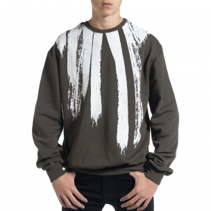 Bluză de bărbați verde militar cu imprimeu în față - FASHIONMIX.RO Bluză de bărbați verde militar cu imprimeu în față