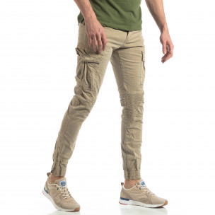Jogger cargo bej pentru bărbați stil Rocker - FASHIONMIX.RO Jogger cargo bej pentru bărbați stil Rocker