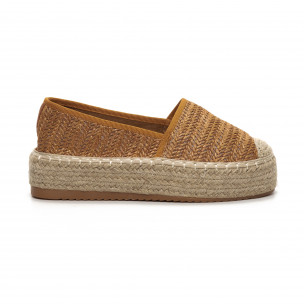 Espadrile de dama în culoarea camel împletite - FASHIONMIX.RO Espadrile de dama în culoarea camel împletite