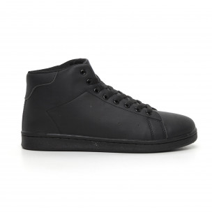 Teniși înalți de bărbați Basic negru mat - FASHIONMIX.RO Teniși înalți de bărbați Basic negru mat