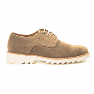 Pantofi casual din velur bej pentru bărbați - FASHIONMIX.RO Pantofi casual din velur bej pentru bărbați
