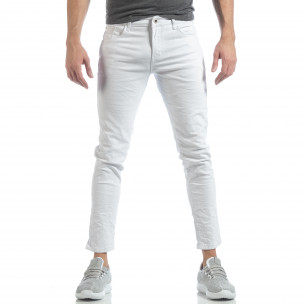 Blugi Skinny de barbați albi cu efect șifonat - FASHIONMIX.RO Blugi Skinny de barbați albi cu efect șifonat