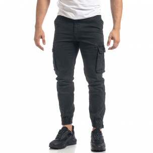 Pantaloni cargo de bărbați gri cu fermoare - FASHIONMIX.RO Pantaloni cargo de bărbați gri cu fermoare