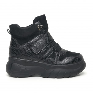 Botine sport de dama șagrin negru - FASHIONMIX.RO Botine sport de dama șagrin negru