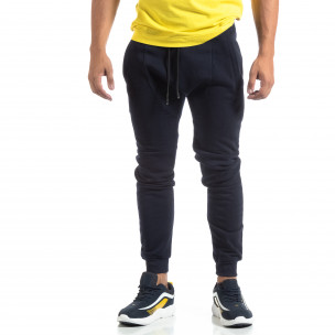 Biker Jogger de bărbați din tricot bleumarin - FASHIONMIX.RO Biker Jogger de bărbați din tricot bleumarin