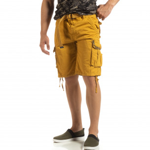 Bermude cargo camel pentru bărbați cu curea - FASHIONMIX.RO Bermude cargo camel pentru bărbați cu curea