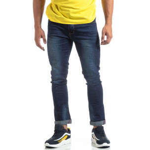 Blugi albaștri de bărbați Slim fit cu efect decolorat - FASHIONMIX.RO Blugi albaștri de bărbați Slim fit cu efect decolorat