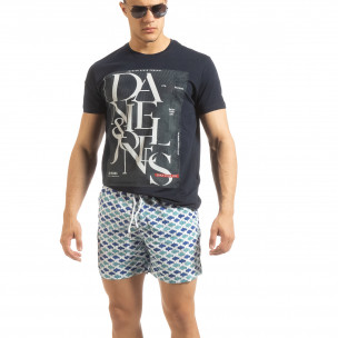 Șort de baie alb pentru bărbați motiv Fish - FASHIONMIX.RO Șort de baie alb pentru bărbați motiv Fish