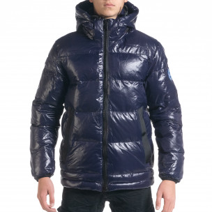 Geacă pentru bărbați din puf și țesătură lucioasă Royal blue - FASHIONMIX.RO Geacă pentru bărbați din puf și țesătură lucioasă Royal blue