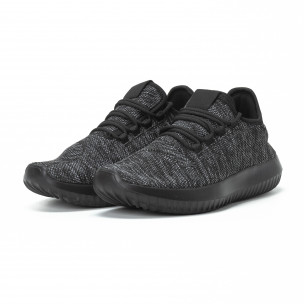 Adidași model ușor din melanj negru pentru bărbați - FASHIONMIX.RO Adidași model ușor din melanj negru pentru bărbați