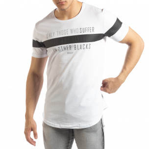 Tricou pentru bărbați alb cu inscripții - FASHIONMIX.RO Tricou pentru bărbați alb cu inscripții