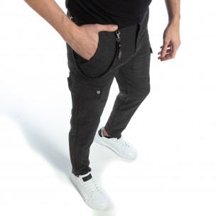 Pantaloni subțiri în melan gri pentru bărbați - FASHIONMIX.RO Pantaloni subțiri în melan gri pentru bărbați