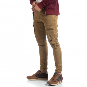 Pantaloni cargo kaki drepți pentru bărbați - FASHIONMIX.RO Pantaloni cargo kaki drepți pentru bărbați