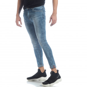 Skinny Washed Jeans albaștri pentru bărbați - FASHIONMIX.RO Skinny Washed Jeans albaștri pentru bărbați