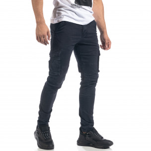 Pantaloni cargo drepți albaștri de bărbați - FASHIONMIX.RO Pantaloni cargo drepți albaștri de bărbați