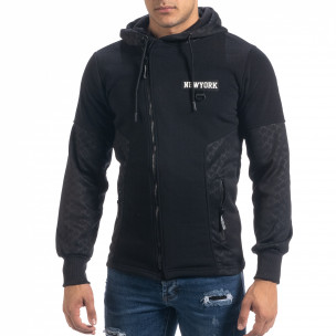 Hanorac de bărbați negru Slim fit cu glugă - FASHIONMIX.RO Hanorac de bărbați negru Slim fit cu glugă