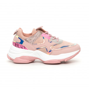 Pantofi sport de dama roz Chunky cu accente MIX - FASHIONMIX.RO Pantofi sport de dama roz Chunky cu accente MIX