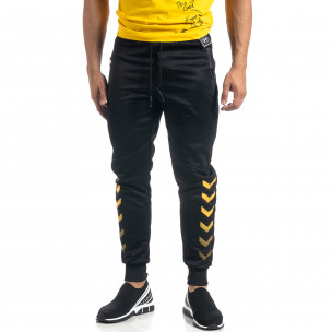 Jogger de bărbați negru cu accente galbene - FASHIONMIX.RO Jogger de bărbați negru cu accente galbene