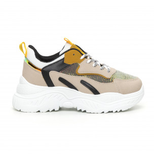 Pantofi sport de dama Chunky cu accente galbene - FASHIONMIX.RO Pantofi sport de dama Chunky cu accente galbene