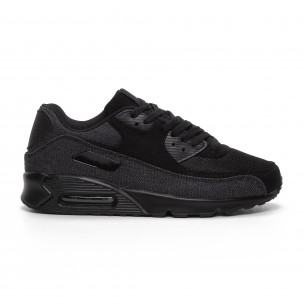 Adidași de bărbați Air All black cu denim - FASHIONMIX.RO Adidași de bărbați Air All black cu denim