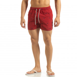 Costum de baie pentru bărbați roșu cu rechini - FASHIONMIX.RO Costum de baie pentru bărbați roșu cu rechini