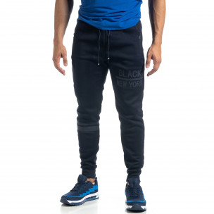 Pantaloni de trening albaștri de bărbați Black New York - FASHIONMIX.RO Pantaloni de trening albaștri de bărbați Black New York