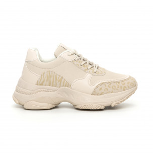 Pantofi sport de dama bej cu talpă voluminoasă - FASHIONMIX.RO Pantofi sport de dama bej cu talpă voluminoasă