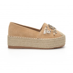 Espadrile bej de dama design marin - FASHIONMIX.RO Espadrile bej de dama design marin