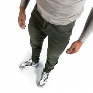 Blugi verzi de bărbați Slim fit cu rupturi - FASHIONMIX.RO Blugi verzi de bărbați Slim fit cu rupturi