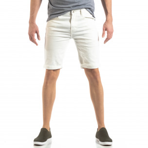 Bermude de blugi albi Basic pentru bărbați - FASHIONMIX.RO Bermude de blugi albi Basic pentru bărbați