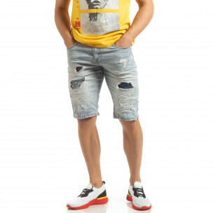 Bermude de blugi de bărbați cu efect decolorat - FASHIONMIX.RO Bermude de blugi de bărbați cu efect decolorat