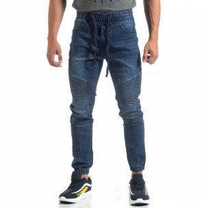 Jogger Jeans albaștri de bărbați stil rocker - FASHIONMIX.RO Jogger Jeans albaștri de bărbați stil rocker