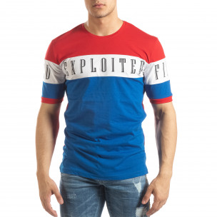 Tricou de bărbați în roșu, alb și albastru - FASHIONMIX.RO Tricou de bărbați în roșu, alb și albastru