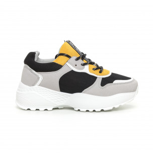 Pantofi sport ușori pentru dama gri și galben - FASHIONMIX.RO Pantofi sport ușori pentru dama gri și galben