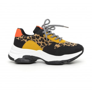 Pantofi sport de dama colorați motiv leopard - FASHIONMIX.RO Pantofi sport de dama colorați motiv leopard