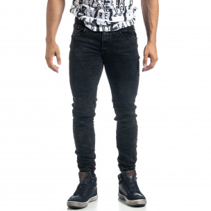 Blugi Washed negri pentru bărbați Slim fit - FASHIONMIX.RO Blugi Washed negri pentru bărbați Slim fit