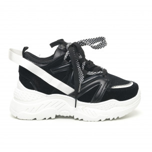 Pantofi sport de dama negri design Chunky - FASHIONMIX.RO Pantofi sport de dama negri design Chunky